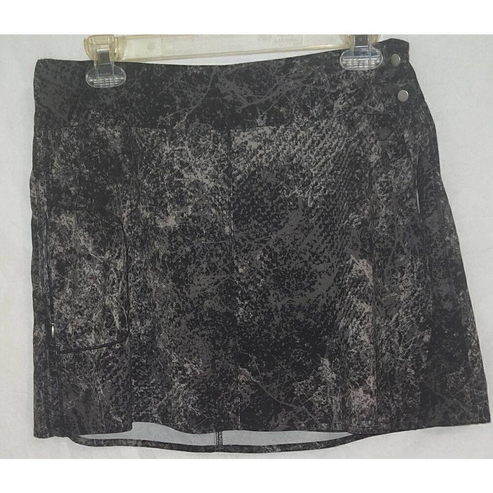 Columbia Skirt Womens Large Black Grey Print Bound Around Mini Wrap Zip Pocket A